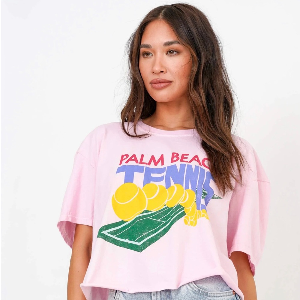 Palm Beach Tennis Cropped Tee - Alanna Pink